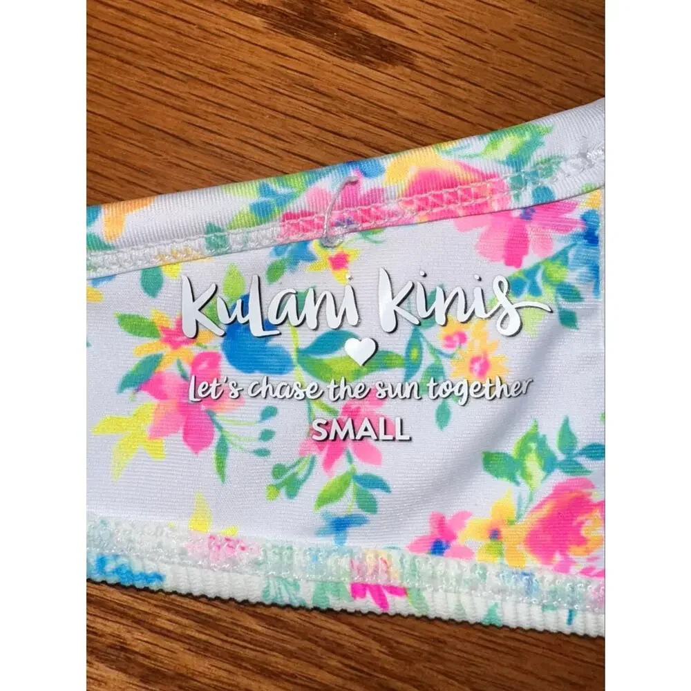 Kulani Kinis Ditzy Floral Ribbed Underwire Swim Bikini Top Size S